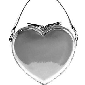 NEW Liselle Kiss Harley Heart Bag ~ Mirrored Silver ~No Crossbody ~ Minor Stains